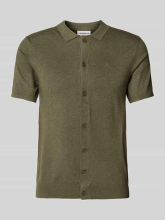 Lindbergh Lindbergh Slim Fit Freizeithemd mit Logo-Stitching Modell Ecovero in Oliv, Gr&ouml;&szlig;e XXL