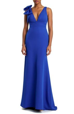 Mac Duggal Sleeveless V Neck Bow Detail Mermaid Gown in Royal Blue at Nordstrom, Size 2