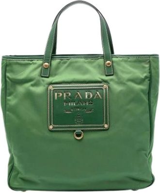 Prada Pre-owned Tote Bags, female, Green, Size: ONE SIZE Pre-owned Nylon Satchel