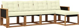 vidaXL Conjunto De Sof&aacute;s De Exterior 5 Uds. Natural Y Crema Vidaxl