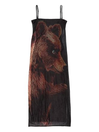 Acne Studios bear-print slip dress - women - Nylon/Elastane/Nylon - M - Black