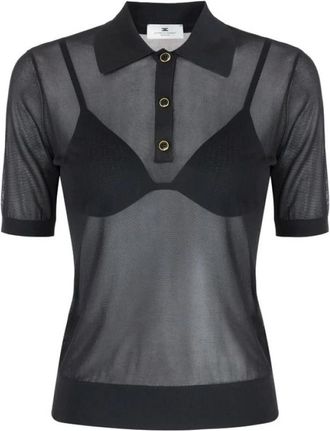 Elisabetta Franchi Nylon Polo Shirt met BH - Dames - Polos - Zwart - M - Nylon - Tops