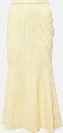 Self Portrait Ribbed-knit flared midi skirt