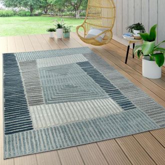 Paco Home Paco Home - Alfombra Interior Exterior Terraza Balcón Intemperie Motivo Geométrico Moderno 160x230 cm, Azul