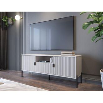 Dmora Mueble Tv Rabattone, Un Caj&oacute;n, Apertura Abatible Y Soft Close, 2 Puertas, 155x39.6x68.7h Cm Beige