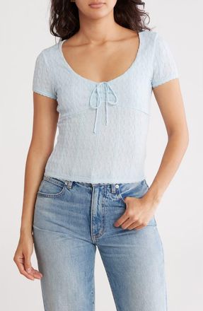 Madden Girl Lace Trim Top in Ballad Blue at Nordstrom Rack, Size X-Large
