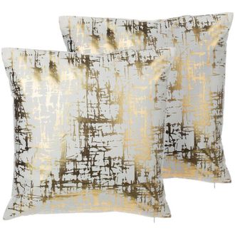 Beliani Beliani - Set of 2 Metallic Cushions Crackle Effect Home Decor 45 x 45 cm Gold Gardenia