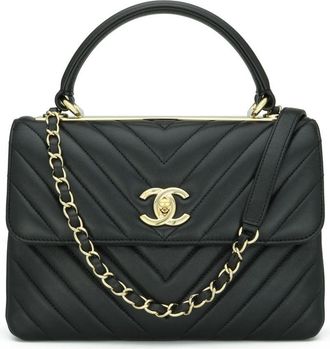 Chanel Black Chevron Small Trendy CC Top Handle Bag