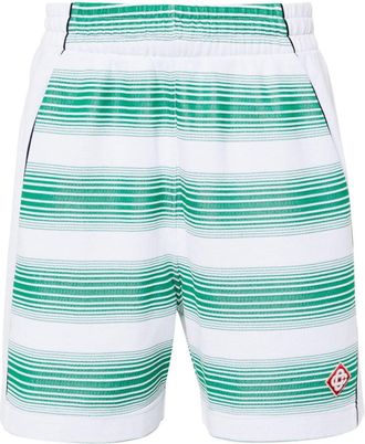 Casablanca striped jacquard track shorts - men - Cotton/Organic Cotton/Polyester - M - White