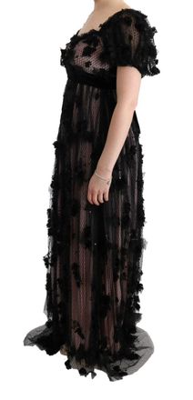Dolce & Gabbana Womens Black Pink Silk Applique Shift Dress