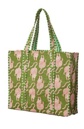 Verve Culture Quilted Feline Tote in Green at Nordstrom