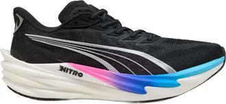 Puma Mens Deviate Nitro 4 Running Shoe In Black-Flat/dark Gray/silver