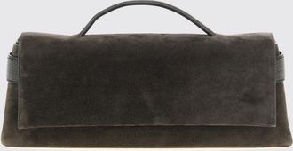 Brunello Cucinelli Suede Calfskin Clutch with Monili Embellishment