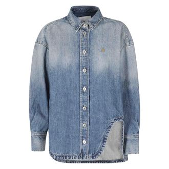 The Attico Bomber Gewassen Denim - Dames - Blouses & Shirts - Blauw - Maat: XS Denim