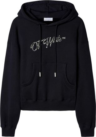 Off-white logo-embellished hoodie - women - Cotton - M - Black