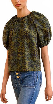 Ulla Johnson Talie Silk Short Sleeve Blouse In Desert Jasper