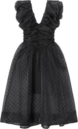 Ganni Organza Jurk met Rimpels - Dames - Casual kleedjes - Zwart - S - Organza - Kleedjes
