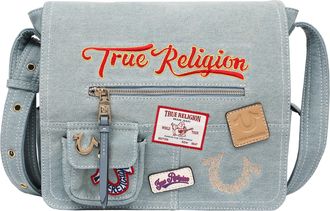 True Religion Multi Patch Denim Messenger Bag
