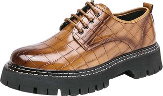 Generic Business Shoes for Men Invisible Height Increasing Elevator Shoes Lace-ups Sneakers Square Toe Leather Shoe Non Slip Causal Shoewear for Weddings and 