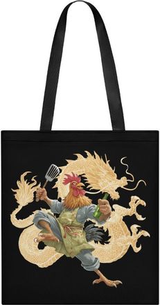 Generic Chinese Kung Fu Cock Rooster Beer Tote Bag for Women Men Shoulder Bags Purses Pouch Handbags