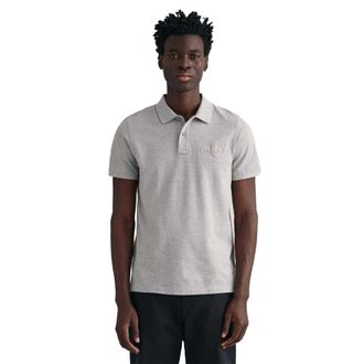 GANT Heren Shield Poloshirt met Korte Mouwen (Grijs)
