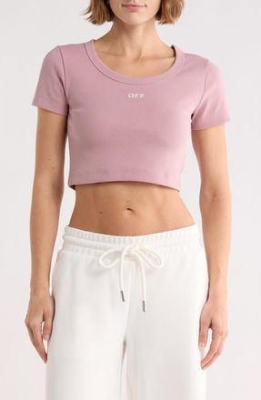 Off-white Ribbed Crop T-Shirt in Woodrose at Nordstrom Rack, Size X-Large