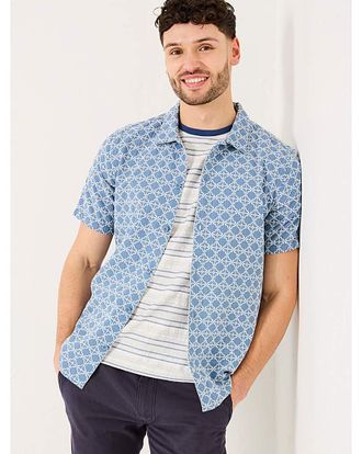 FatFace Embroided Geo Print Shirt - Blue