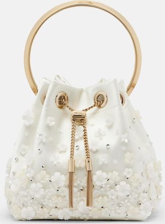 Jimmy Choo London Bon Bon Small embellished satin bucket bag