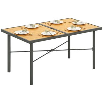 OUTSUNNY Garden Table for 6 - Outdoor Dining Table with 5cm Umbrella Hole | TJ Hughes