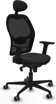 Piqueras y Crespo Piqueras Y Crespo - Jorquera Sincro Malla Negra Similpiel Negro Brazos 2d Base Nailon Cabecero Fijo Ruedas 65mm Engomada