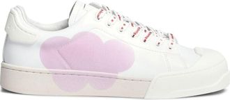 Marni graphic-print low top sneakers - women - Leather/Calf Leather/Rubber - 37 - White