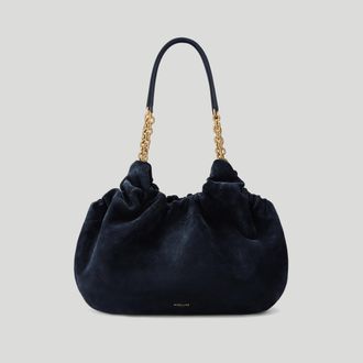 DeMellier The Midi Miami in Midnight Blue Suede & Midnight Blue Smooth Leather Shoulder bag