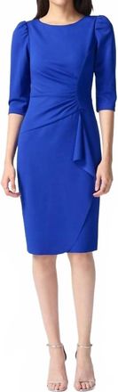 Joseph Ribkoff Scuba Crepe Boat Neckline Midi Sheath Dress In Royal Sapphire