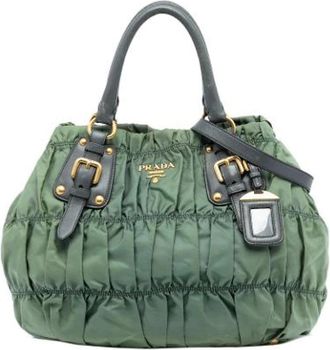 Prada Pre-owned Handbags, female, Green, Size: ONE SIZE Pre-owned Vintage Nylon Handbag