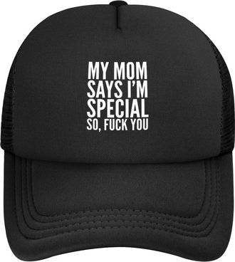 Generic My Mom Says IM Special So Fuck You Unisex Baseball Cap Breathable Trucker Hat Adjustable Duck Tongue Cap for Golf Summer Hip Hop