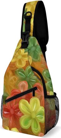 Generic Gummy Flower Candy Unisex Shoulder Bags Casual Crossbody Chest Bag Sling Backpack for Hiking Cycling Travel