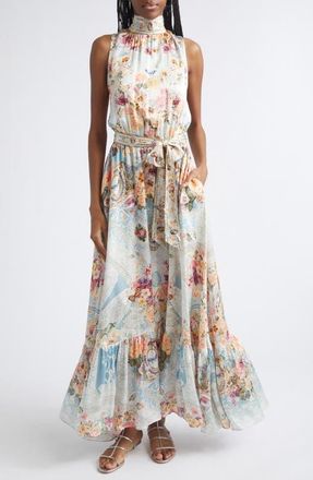 Camilla Floral Silk Maxi Dress in A Taste For Lace at Nordstrom, Size X-Large