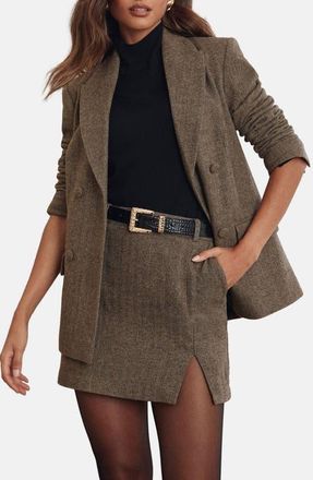 Lipsy Chevron Double Breasted Blazer in Grey at Nordstrom, Size 4 Us