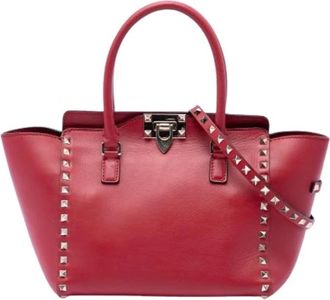 Valentino Pre-owned Studded Satchel - Dames - Vintage Shopper - Rood - ONE Size - Leer - Vintage