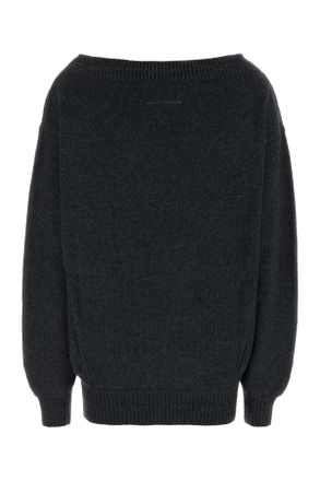 Maison Margiela Womens Dark Grey Wool Blend Mini Sweater Dress 855m Exterior: Nylon Abiti