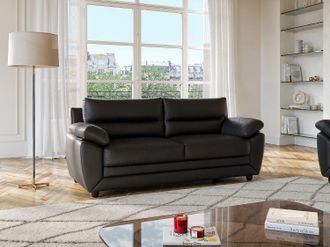 Vente-Unique Divano 3 posti in similpelle Nero - MANOA