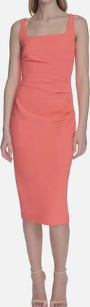 Vince Camuto Womens Square Neck Bodycon Dress In Coral
