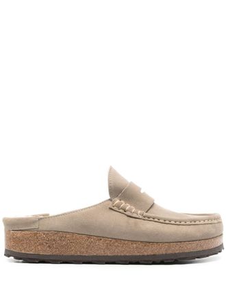 Birkenstock Naples slippers - men - Sheep Skin/Shearling/Rubber/Calf Suede - 45 Regular - Neutrals