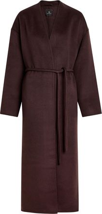 Anine Bing Hunter Belted Wool and Cashmere-blend Coat - Dark Brown - S (UK8-10 / S)