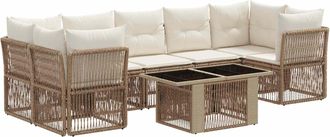vidaXL Conjunto De Sof&aacute;s De Jard&iacute;n 8 Uds. Beige Rat&aacute;n Sint&eacute;tico Vidaxl