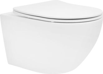 ML Design Ml-design - Ecd Germany Inodoro Suspendido De Pared Sin Descarga Dise&ntilde;o Cer&aacute;mica Blanco Mate Wc Con Asiento Extra&iacute;ble De Duroplast Sanitario Con Cierr