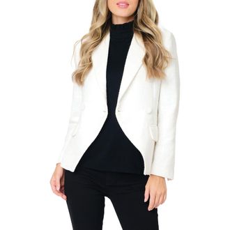 Gibsonlook Double Breasted Boucl&eacute; Blazer in Off White at Nordstrom, Size X-Small