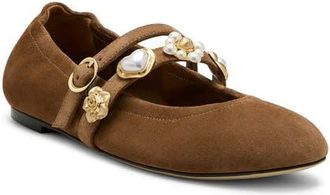 Stuart Weitzman Socharming Mary Jane Flat in Toasted Almond at Nordstrom, Size 7.5