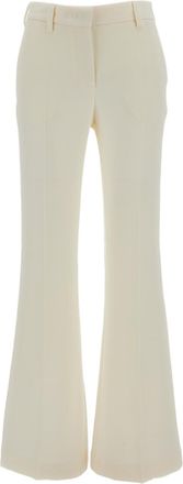 Alberto Biani White Flared Cady Wide-Leg Trousers
