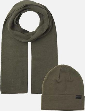 Jack & Jones Mens Jack & Jones JOLLY KNIT Mens Scarf & Beanie Giftset Sea Turtle - Green - Size: ONE-SIZE